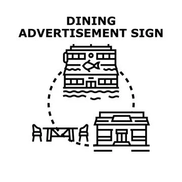 Dining and restaurant advertisement sign concept vector Stock Illustration