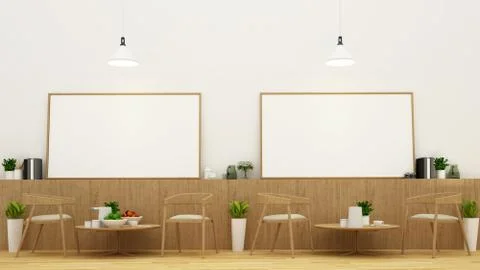 Dining area and frame in restaurant or coffee shop - 3D Rendering Stock Illustration