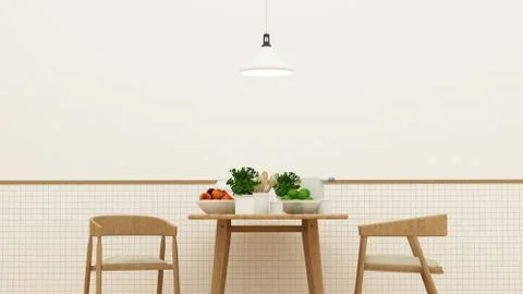 Dining area and pantry - 3d rendering Stock Illustration