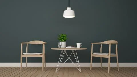 Dining area in coffee shop or dining room - 3D Rendering Stock Illustration