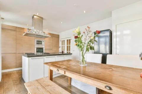 Dining area of contemporary kitchen Stock Photos
