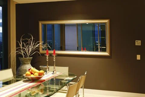 Dining area at evening time 스톡 사진