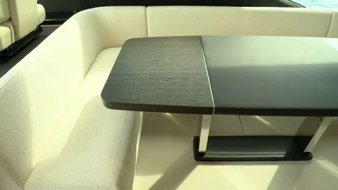 Dining area on main deck of a yacht Stock Footage 71835844