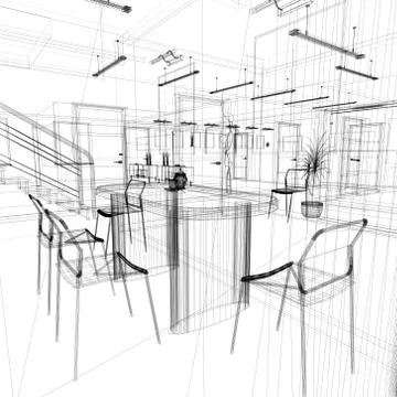 Dining area in a modern office Stock Illustration