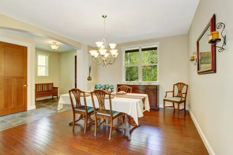 Dining area in old house Stock Photos