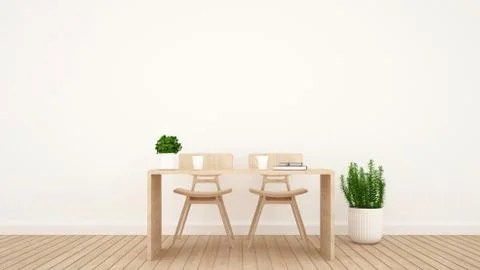 Dining area or workspace in living room or coffee shop - 3D Rendering Stock Illustration