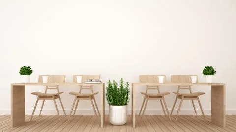 Dining area or workspace in office or coffee shop - 3D Rendering Stock Illustration