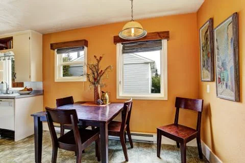 Dining area in peach color Stock Photos