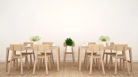 Dining area in restaurant or coffee shop clean design - 3D Rendering Stock Illustration