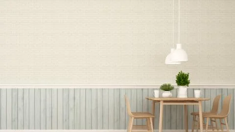 Dining area in Restaurant or coffee shop - 3D Rendering Stock Illustration
