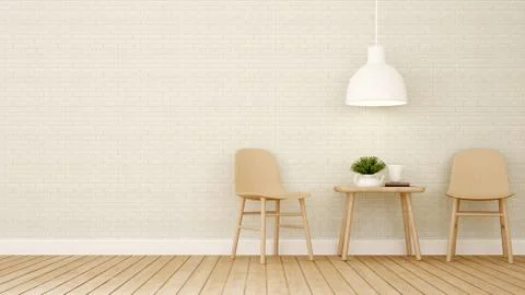 Dining area in Restaurant or coffee shop - 3D Rendering Stock Illustration