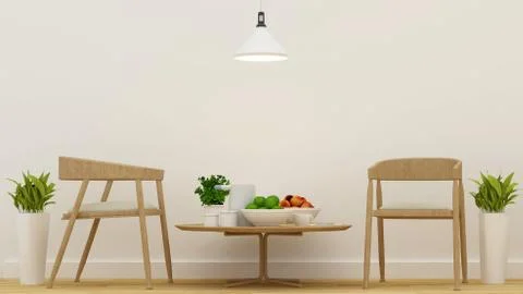 Dining area in restaurant or coffee shop - 3D Rendering Stock Illustration