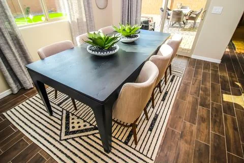 Dining Area With Table And Six Chairs Stock Photos