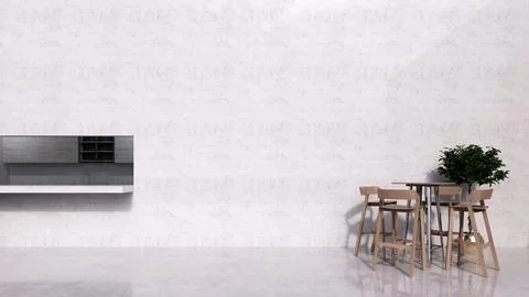 Dining area with wooden table and chair Stock Illustration