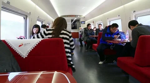 Dining car of the high speed train in China Video stock 54803602