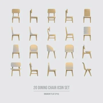 Dining chair Icon Set In Flat Style Stock Illustration