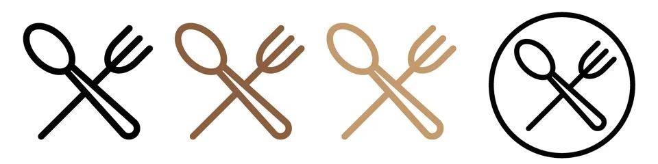 Dining Cutlery Set Icon Featuring Spoon and Fork Stock Illustration