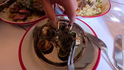 Dining on Escargot in Paris Stock Footage 299790947
