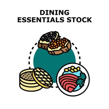 Dining essentials concept with various food elements Stock Illustration