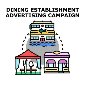 Dining establishment advertising campaign concept planning Stock Illustration