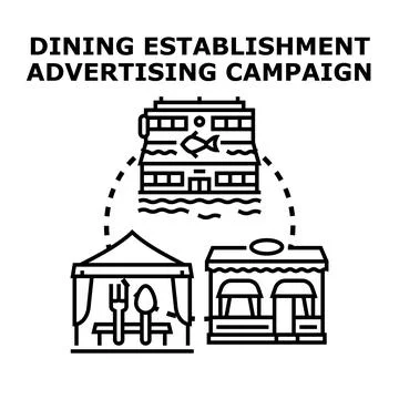 Dining establishment advertising campaign concept planning Stock Illustration