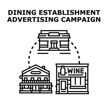 Dining establishment advertising campaign with various businesses Stock Illustration