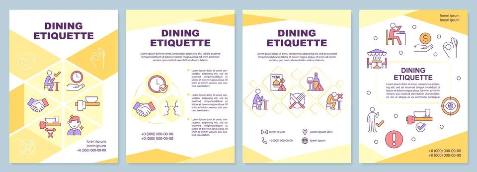 Dining etiquette brochure template Stock Illustration