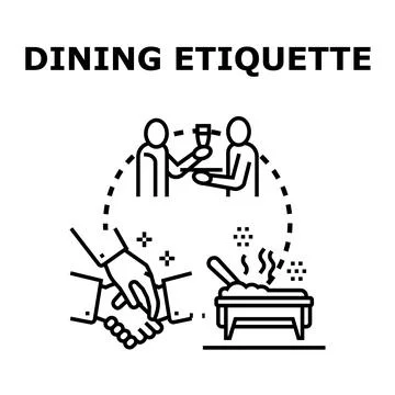 Dining etiquette rules and social gathering concepts Stock Illustration
