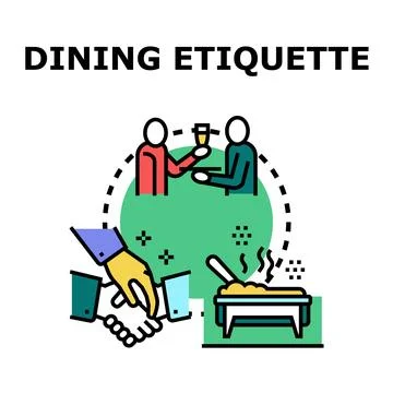 Dining etiquette rules and social gathering concepts Illustration
