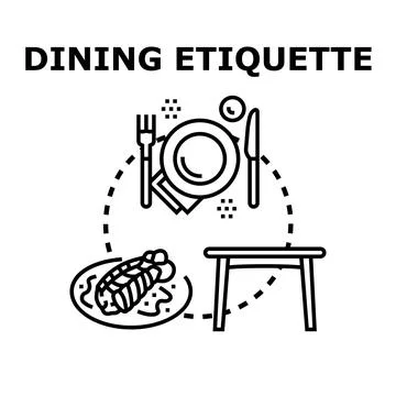Dining etiquette rules for formal meal serving Stock Illustration