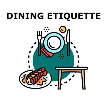 Dining etiquette rules for formal meal serving Illustration