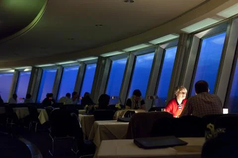 Dining Experience in the Panoramic Restaurant of the Berlin TV Tower Stock Photos