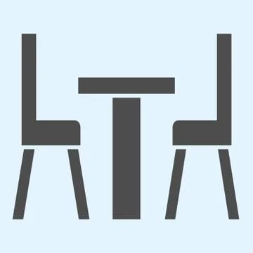 Dining furniture solid icon. Small table and two chairs. Home-style kitchen イラスト素材