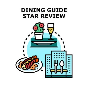 Dining guide concept with restaurant star review Stock Illustration