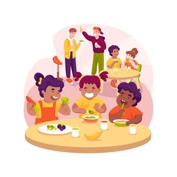 Dining hall isolated cartoon vector illustration. Stock Illustration