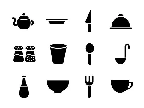 Dining Icon Set Glyph Stock Illustration