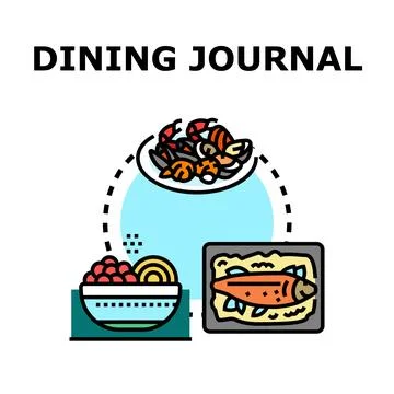 Dining journal concept with diverse meal choices Stock Illustration