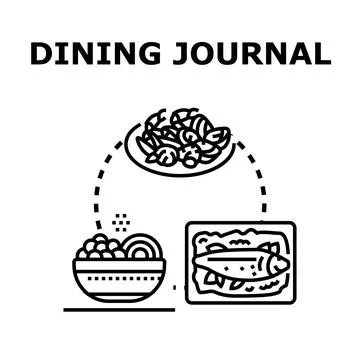 Dining journal concept with diverse meal choices Stock Illustration