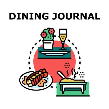 Dining journal concept representing meal planning and food logging Stock Illustration