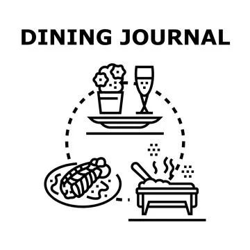 Dining journal concept representing meal planning and food logging Stock Illustration