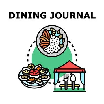 Dining journal concept representing tasteful culinary experience Stock Illustration