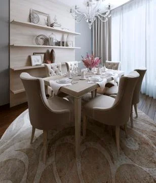 Dining neoclassical style Stock Illustration