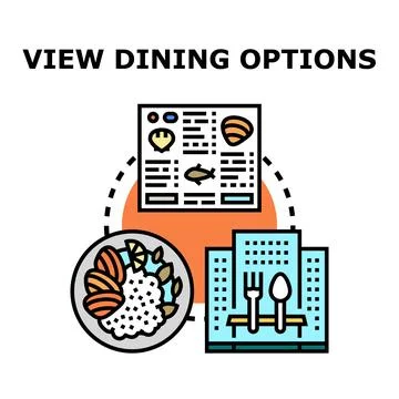 Dining options concept showing menu food and restaurant Stock Illustration