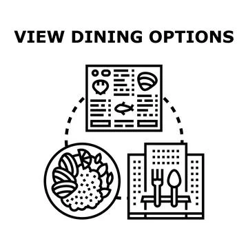 Dining options concept showing menu food and restaurant Illustrazione stock