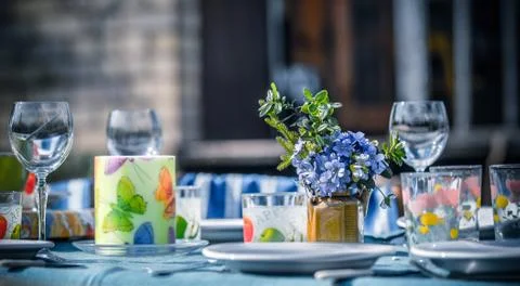 Dining outside in spring Stock Photos