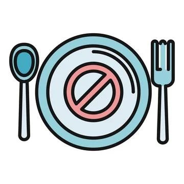 Dining plate with no eating symbol promoting fasting Stock Illustration