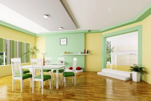 Dining room 3d render Stock Illustration