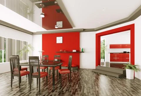 Dining room 3d render Stock Illustration