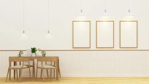 Dining room and frame for artwork - 3D Rendering Stock Illustration