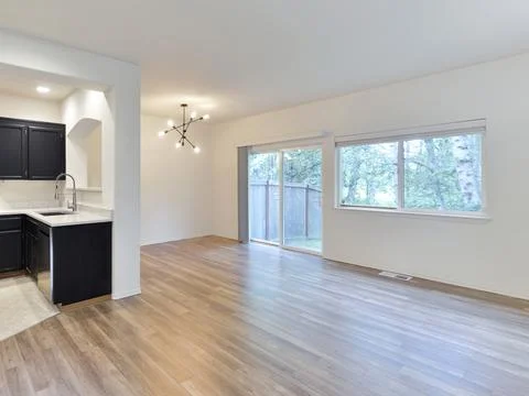 Dining room and kitchen interior Stock Photos